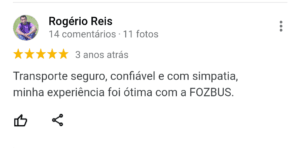 Depoimento de cliente sobre aluguel de van em Foz do Iguaçu - captura de tela 4
